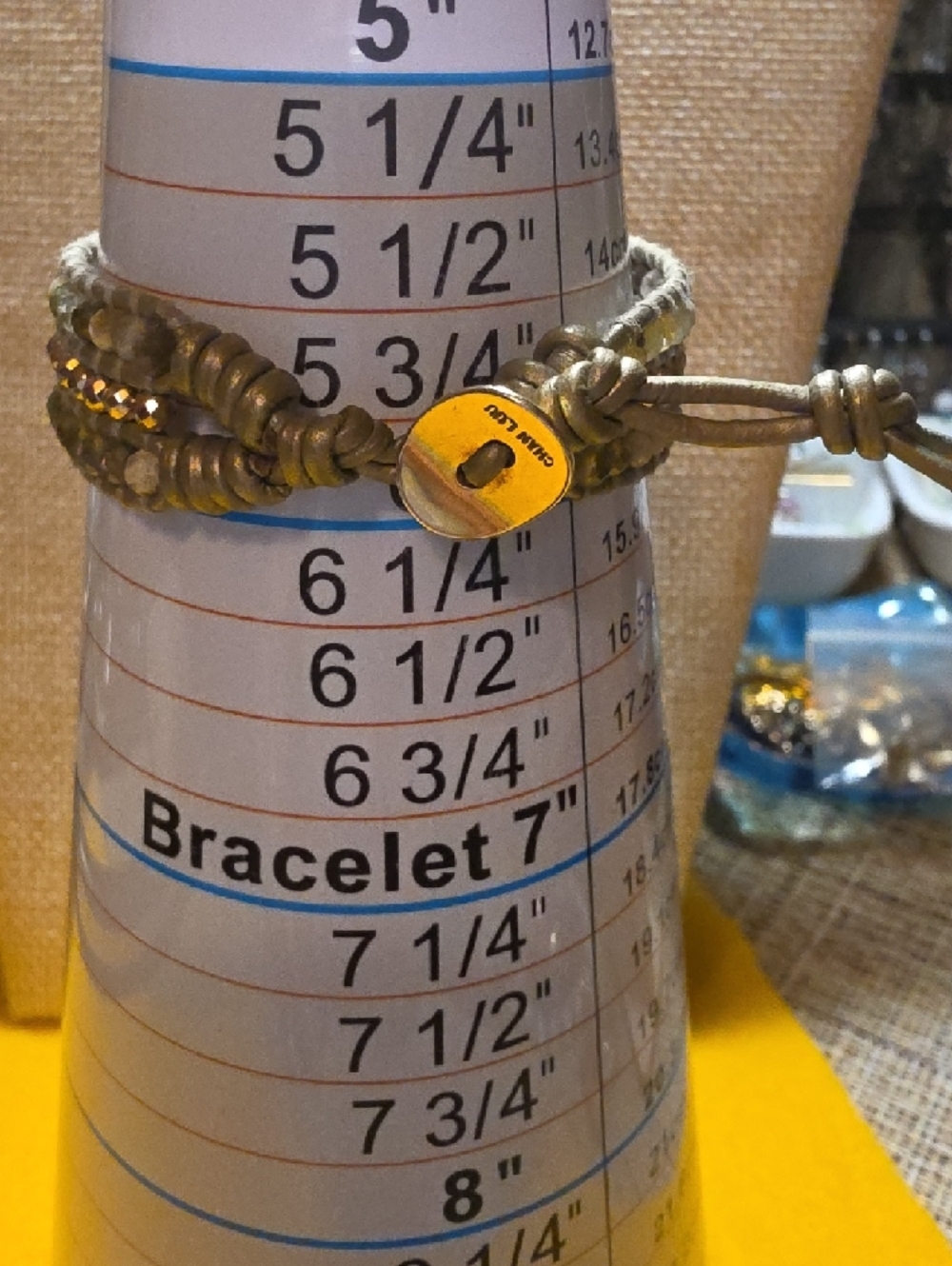 Chan Luu Olive Green and Gold Beaded Wrap Bracelet - Picture 4 of 5